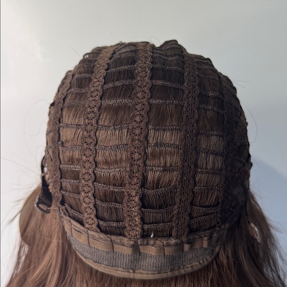 Chestnut Brown Wig with Bangs for Women – Long Wavy Heat Resistant Wig - Picture 6 of 8